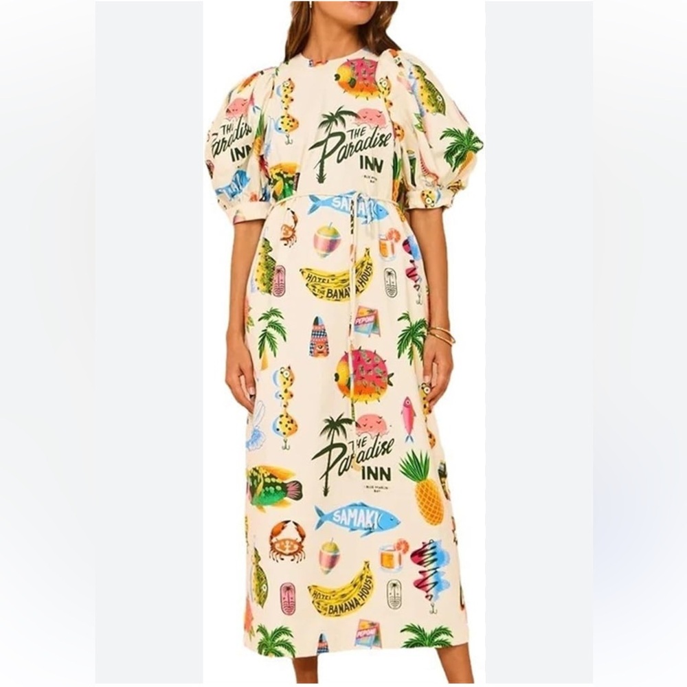 Samaki Puff Sleeve Midi Dress